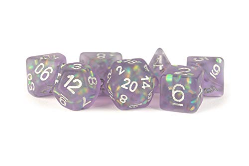 ICY Opal Würfel-Set, Kunstharz, 16 mm, Violett mit silbernen Zahlen ICY Opal Würfel-Set, Kunstharz, 16 mm, Violett mit silbernen Zahlen von Metallic Dice Games