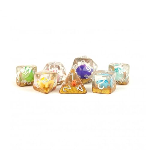 Metallic Dice Games Poly-Set Dinosaurier mit Silber (7) von Metallic Dice Games