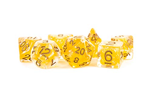 Pearl Dice Würfel-Set, Citrin mit Kupferzahlen, 16 mm, Kunstharz von Metallic Dice Games