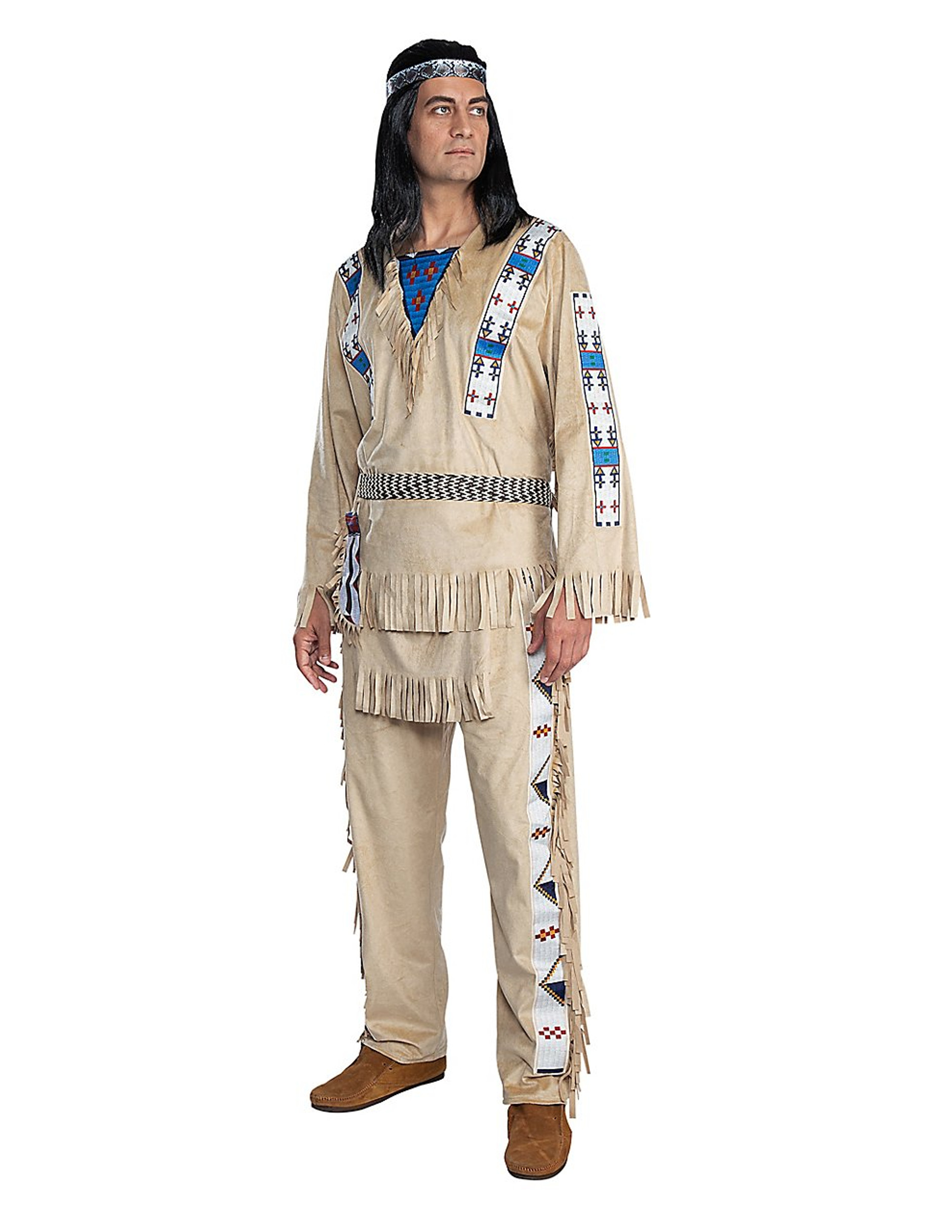 Winnetou-Kostüm für Herren Indianer-Kostüm Fasching braun-blau von METAMORPH GmbH