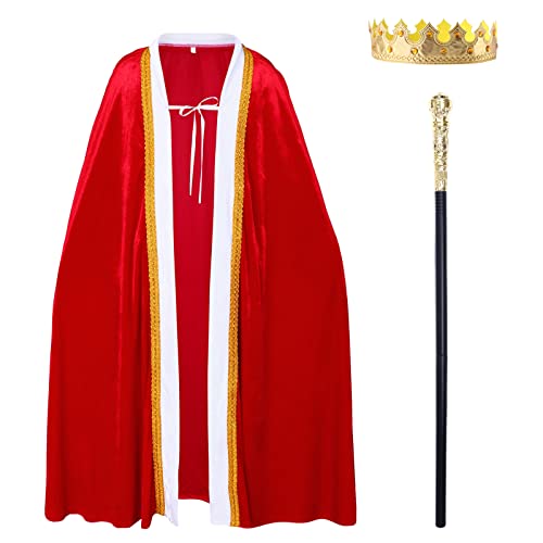 König Kostüm für Erwachsene Kinder, Königliche Robe Kostüm für Herren König und Königin Kostüme für Halloween Weihnachten Karneval Partys (L, Kinder) von Metaparty