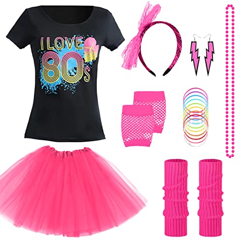 Metaparty Mottoparty 80er 90er Jahre Kostüm 8-teiliges Set T-Shirt, Tutu,80er Jahre Kleidung Kostüm Damen 80er Jahre Frauen Karneval Ankleiden Satz (Rosa1,L Metaparty Mottoparty 80er 90er Jahre Kostüm 8-teiliges Set T-Shirt, Tutu,80er Jahre Kleidung Kostüm Damen 80er Jahre Frauen Karneval Ankleiden Satz (Rosa1,L von Metaparty