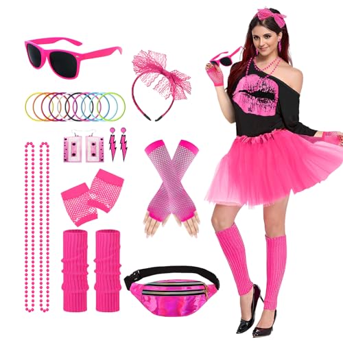 Metaparty Mottoparty 80er 90er Jahre Kostüm T-Shirt, Tutu, Gürteltasche, Stirnband, Ohrring, Halskette, Netzhandschuhe, Beinwärmer,Armbänder, Brille,80er Jahre Kleidung Kostüm Neon Accessoire Metaparty Mottoparty 80er 90er Jahre Kostüm T-Shirt, Tutu, Gürteltasche, Stirnband, Ohrring, Halskette, Netzhandschuhe, Beinwärmer,Armbänder, Brille,80er Jahre Kleidung Kostüm Neon Accessoire von Metaparty