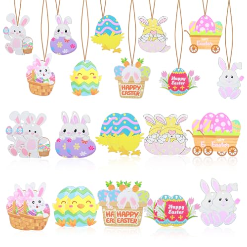 Metaparty Osterdeko Kit,Holzanhänger Ostern für Ostern Deko Draußen und Innen Osteranhänger Holz (20 Stück) von Metaparty