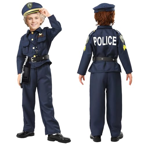 Metaparty Polizei Set Kinder Kostüm Polizist Kinder Polizeikostüm für Kinder Rollenspiel Polizei Größe 110-160 von Metaparty