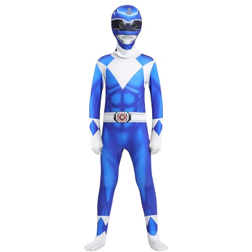 Metaparty Power Rangers Kostüm Bodysuit Beast Morpher Kostüm Power Ranger Cosplay Muskelkostüm Karneval Weihnachten Halloween Party Kostüm Blau von Metaparty