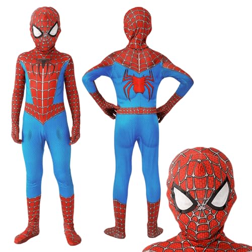 Spiderman-Kostüm für Kinder, Verkleidung, Spider, Superhelden, Maske, Spidey, Zubehör, Cosplay, Halloween, Karneval, Karneval, Fasching, Geschenk, Geburtstag, Jungen, Mädchen (Stil 2, 120) von Metaparty