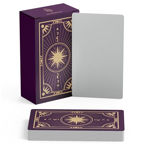 Metaphoracle Erstellen Sie Ihre eigenen Orakel-Karten – DIY Blanko-Tarotkarten – Deck mit 80 leeren Orakel-Karten mit himmlischem Goldfolien-Design – Standard-Tarotkartengröße 12,1 x 7 cm (lila) von Metaphoracle