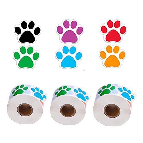 Metdek 3 Rollen mit 1500 Stück Aufkleber für Scrapbooking, bunt, Pfotenabdruck, selbstklebend, für Hunde, Katzen, Bären, Haustiere, Aufkleber, Aufkleber, Dekoration Metdek 3 Rollen mit 1500 Stück Aufkleber für Scrapbooking, bunt, Pfotenabdruck, selbstklebend, für Hunde, Katzen, Bären, Haustiere, Aufkleber, Aufkleber, Dekoration von Metdek