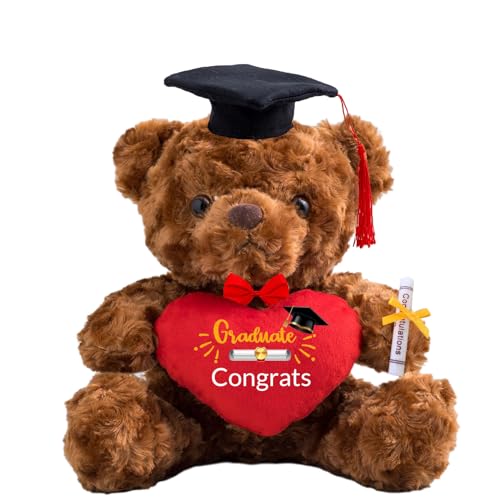 MeterBear GraduationBär mit Herz Personalisierte Graduation Geschenke mit Text, Teddybär Plüschtier als Schulabschluss Geschenk für Ihn 2024 Oberschule Hochschule Graduation Geschenke (Text-20cm) von MeterBear