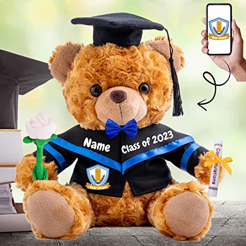 MeterBear Personalisierte Geschenke Teddybär mit Text+Foto, GraduationBär Abschluss 2024 Personalisierte Teddybär für Graduation Schulabschluss Geschenk für Sie Oberschule/Hochschule (25cm-Text+Foto) von MeterBear