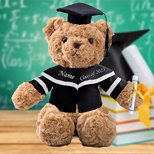 MeterBear Personalisierte Geschenke Teddybär mit Text, GraduationBär Abschluss 2025 Personalisierte Teddybär für Graduation 2025 Schulabschluss Geschenk für Sie 2025 Oberschule/Hochschule (26cm-Text) von MeterBear