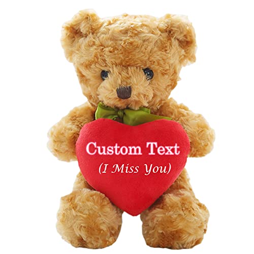 MeterBear Personalisierter Teddybär mit Herz, Teddybär mit Text Auf Herz, ValentinsGeschenke für sie Geschenke für Frauen Weihnachten Geburtstagsgeschenk für ihn Es Mir Leid Geschenke für sie (25cm) von MeterBear