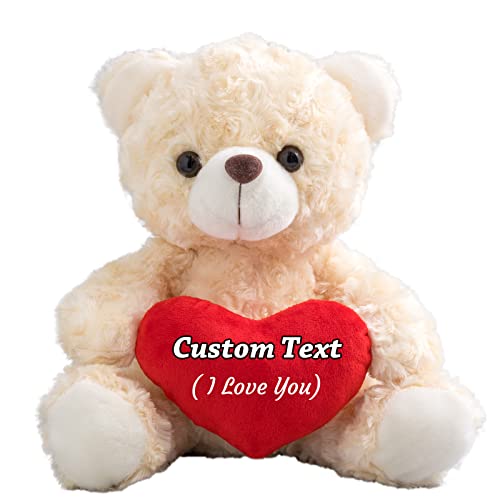 MeterBear Personalisierter Teddybär mit Herz, Teddybär mit Text Auf Herz, ValentinsGeschenke für sie Geschenke für Frauen Weihnachten Geburtstagsgeschenk für ihn Es Mir Leid Geschenke für sie (20cm) von MeterBear