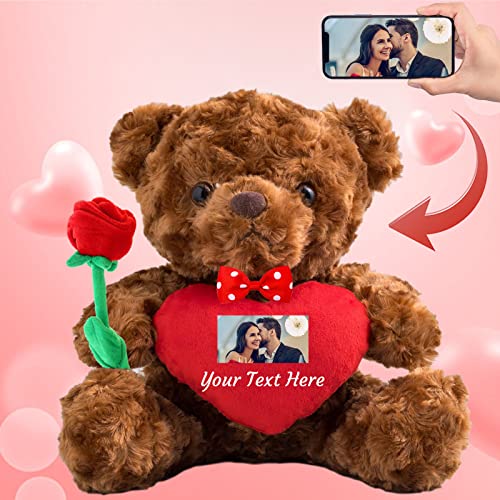 MeterBear Personalisierter Teddybär mit Text+ Foto Auf Herz, ValentinsGeschenke für sie Geschenke für Frauen Weihnachten Geburtstagsgeschenk für ihn Es Mir Leid Geschenke für sie (20cm) von MeterBear