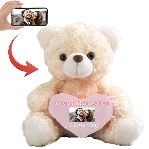 MeterBear Personalisierter Teddybär mit Text+ Foto Auf Herz, ValentinsGeschenke für sie Geschenke für Frauen Weihnachten Geburtstagsgeschenk für ihn Es Mir Leid Geschenke für sie (20cm) von MeterBear