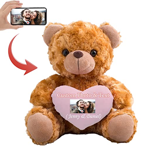 Personalisierter Teddybär mit Text+ Foto Auf Herz, ValentinsGeschenke für sie Geschenke für Frauen Weihnachten Geburtstagsgeschenk für ihn Es Mir Leid Geschenke für sie (20cm) von MeterBear