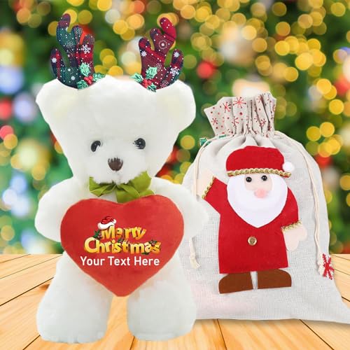 MeterBear Personalisierter Teddybär mit Text, Weihnachten Teddybär mit Weihnachtsschmuck als Personalisierte Geschenke für Frauen Weihnachten/Geschenke für Männer Weihnachten (25cm) von MeterBear