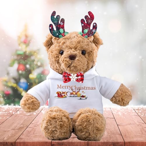MeterBear Personalisierter Teddybär mit Text, Weihnachten Teddybär mit Weihnachtsschmuck als Personalisierte Geschenke für Frauen Weihnachten/Geschenke für Männer Weihnachten (26cm) von MeterBear