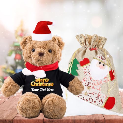MeterBear Personalisierter Teddybär mit Text, Weihnachten Teddybär mit Weihnachtsschmuck als Personalisierte Geschenke für Frauen Weihnachten/Geschenke für Männer Weihnachten (32cm) von MeterBear