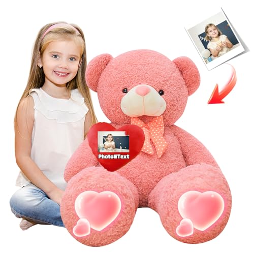 MeterBear Teddybär Groß Personalisiert ValentinsGeschenke, 60cm bis 125cm Großer Teddybär XXL mit Namen Foto als Geschenk Weihnachten ValentinsGeschenke für Männer Abschluss Geschenk von MeterBear