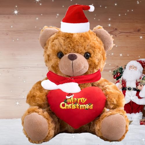 MeterBear Weihnachten Personalisierter Teddybär mit Text, Weihnachten Teddybär mit Deko Weihnachtsschmuck als Personalisierte Geschenke für Frauen Weihnachten/Papa Geschenk Weihnachten (20cm) von MeterBear