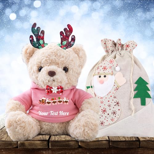 MeterBear Weihnachten Personalisierter Teddybär mit Text, Weihnachten Teddybär mit Weihnachtsschmuck als Personalisierte Geschenk Beste Freundin Weihnachten/Geschenke für Paare Weihnachten (20cm) von MeterBear