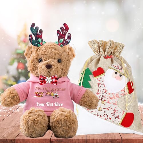 MeterBear Weihnachten Personalisierter Teddybär mit Text, Weihnachten Teddybär mit Weihnachtsschmuck als Personalisierte Geschenk Beste Freundin Weihnachten/Geschenke für Paare Weihnachten (26cm) von MeterBear