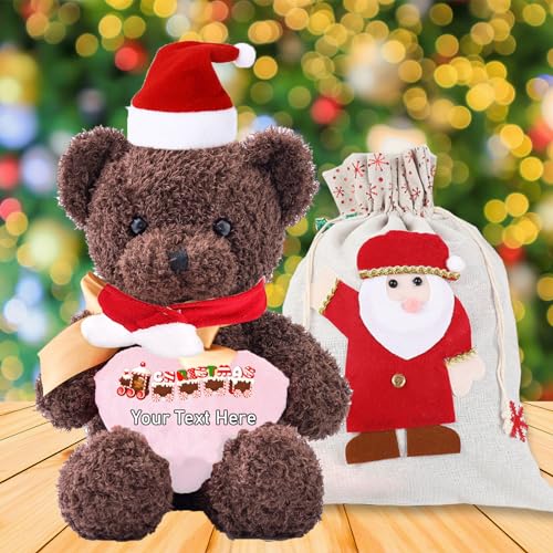 MeterBear Weihnachten Personalisierter Teddybär mit Text, Weihnachten Teddybär mit Weihnachtsschmuck als Personalisierte Geschenk Beste Freundin Weihnachten/Geschenke für Paare Weihnachten (30cm) von MeterBear