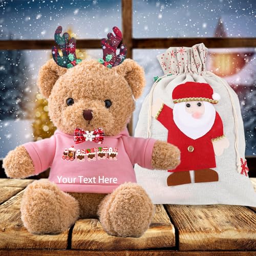 MeterBear Weihnachten Personalisierter Teddybär mit Text, Weihnachten Teddybär mit Weihnachtsschmuck als Personalisierte Geschenk Beste Freundin Weihnachten/Geschenke für Paare Weihnachten (30cm) von MeterBear
