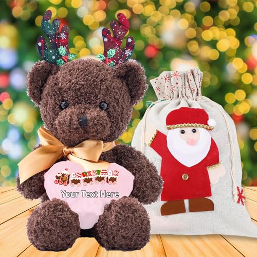 MeterBear Weihnachten Personalisierter Teddybär mit Text, Weihnachten Teddybär mit Weihnachtsschmuck als Personalisierte Geschenk Beste Freundin Weihnachten/Geschenke für Paare Weihnachten (40cm) von MeterBear