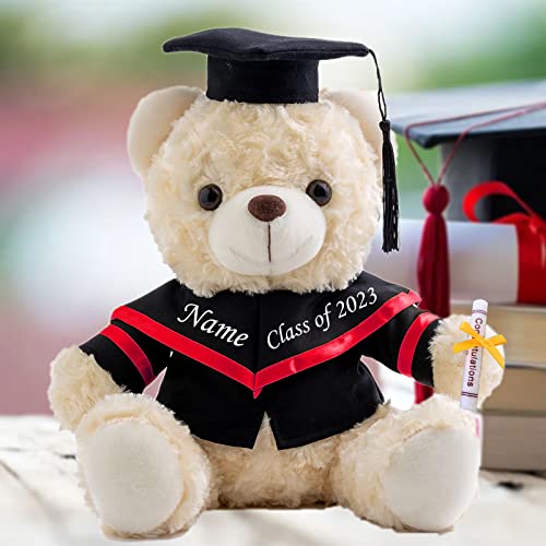 Personalisierte Geschenke Teddybär mit Text, GraduationBär Abschluss 2025 Personalisierte Teddybär für Graduation 2025 Schulabschluss Geschenk für Sie 2025 Oberschule/ Hochschule (20cm-Weiß-Text) von MeterBear