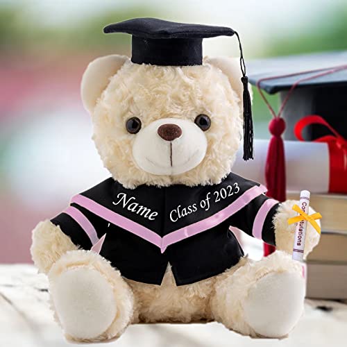 Personalisierte Geschenke Teddybär mit Text, GraduationBär Abschluss 2025 Personalisierte Teddybär für Graduation 2025 Schulabschluss Geschenk für Sie 2025 Oberschule/ Hochschule (20cm-Weiß-Text) von MeterBear