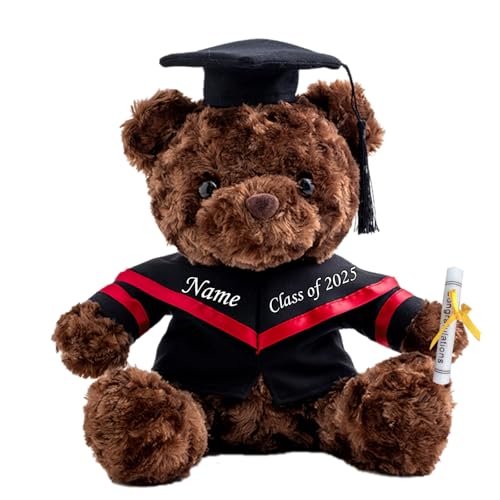 Personalisierte Geschenke Teddybär mit Text, GraduationBär Abschluss 2025 Personalisierte Teddybär für Graduation 2025 Schulabschluss Geschenk für Sie 2025 Oberschule/ Hochschule (20cm--Schwarz-Text) von MeterBear