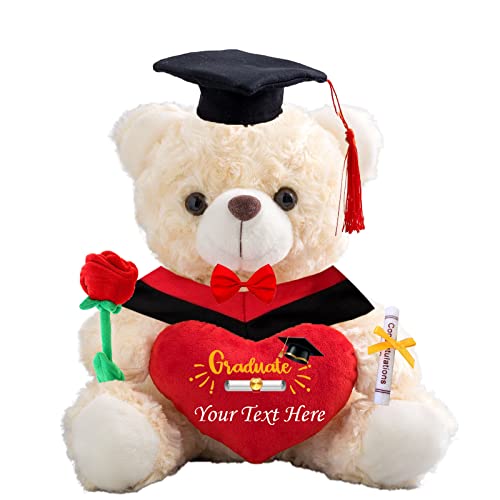Personalisierter Teddybär mit Herz, Abschlussgeschenke für Ihn & Sie mit Text, Name oder Datum, Abschlussbär als Personalisiertes Abschlussgeschenk für Mädchen/ Jungen zum Abschluss 2025 (20cm--Text) von MeterBear