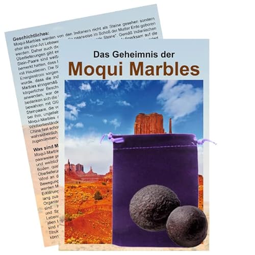 Moqui Marbles LEBENDE Steine mit Echtheitszertifikat [Paar ca. 2-2,5cm Ø] + Booklet + Stofftäschchen (L). von Methusalem