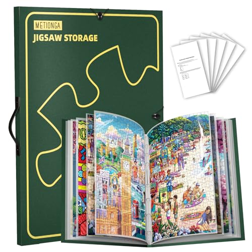 Metionga Puzzlemappe, Puzzle Organizer für 1000 Teile, Puzzle Aufbewahrung mit 25 Taschen, Staubdichtes und Schützendes Puzzle Zubehör von Metionga