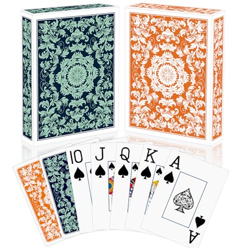 Metsyth Spielkarten, Kartenspiel, 2er-Pack, Pokerkarten, professionelles Set, Jumbo-Index, großer Druck, Spielkarten für Erwachsene und Senioren, Kartenspiele für Familienspielabend, Party (Grün und Metsyth Spielkarten, Kartenspiel, 2er-Pack, Pokerkarten, professionelles Set, Jumbo-Index, großer Druck, Spielkarten für Erwachsene und Senioren, Kartenspiele für Familienspielabend, Party (Grün und von Metsyth