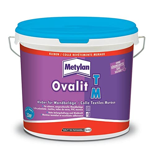 METYLAN Ovalit TM Kleber für Tapeten, gebrauchsfertiger Kleber für Wandtextilien und Glasleinwand, 5 kg Eimer von Metylan