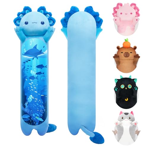 Mewaii 50CM Largo Axolotl de Peluche Almohada Suave y Cómoda Peluche Salamandra Azul Cojines de Felpa Perfectos para Regalo von Mewaii