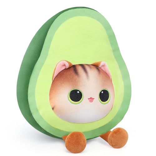 Mewaii Avocado Kuscheltier Lustiges Avocado Förm Katzen Kuscheltier, Avocado Kissen Stofftier Plüschkissen, Spielzeug Geschenk für Kinder und Erwachsene (24 cm) von Mewaii