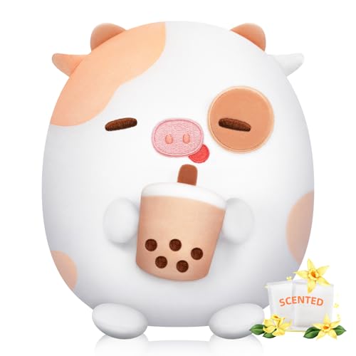 Mewaii Duftendes Kuscheltier,Süße Milchtee-Kuh Plüsch mit sDuftsäckchen,Matschige Milchtee-Kuh Plüschtier Kawaii Kuscheltiere Umarmendes Plüschtier,Deko Plüschtiere von Mewaii