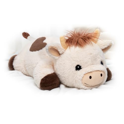 Mewaii Gewichtete Kuh-Stofftier - 60 cm (23 Zoll) süßes & weiches Gewichtsstofftier 2,3 kg Kissen für Angstabbau und beruhigender Begleiter für Kinder, Mädchen & Frauen (1,8 kg) von Mewaii