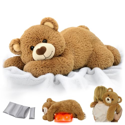 Mewaii Gewichteter Wärmekissen Braunbär-Stofftier - 60 cm süßes & weiches Gewichtsstofftier Wärmekissen Mikrowelle Kissen für Angstabbau und beruhigender Begleiter für Kinder, Frauen (2,3 kg) von Mewaii