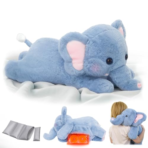 Mewaii Gewichteter Wärmekissen Elefanten-Stofftier - 60 cm süßes & weiches Gewichtsstofftier Wärmekissen Mikrowelle Kissen für Angstabbau und beruhigender Begleiter für Kinder, Frauen (2,3 kg) von Mewaii