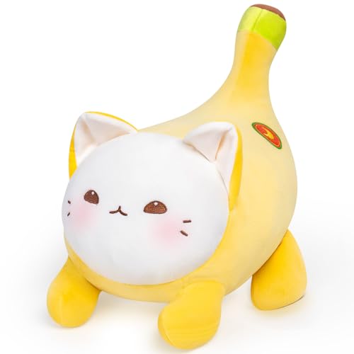 Mewaii Katze Kuscheltier Lustiges Banane Förm Katze Plüschtier, Banane Kuscheltier Plüsch Kissen, Spielzeug Geschenk für Kinder und Erwachsene (31 cm) von Mewaii