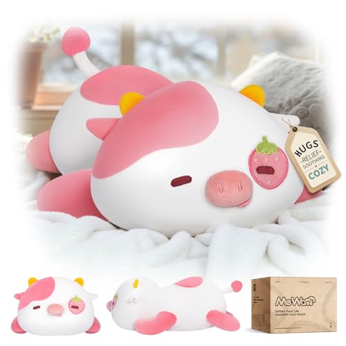 Mewaii Niedliches Erdbeer-Kuh-Plüschkissen, Kawaii-Plüschtier, Erdbeerkuh, Stofftiere, Squishy Plushies, Kuschelkissen für Kinder und Mädchen (33 cm) von Mewaii