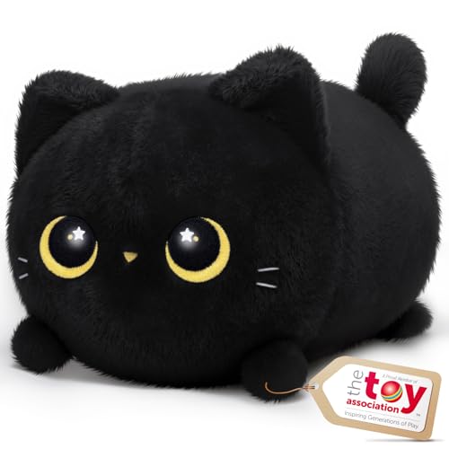 Mewaii Schwarze Katze Plüsch Niedliche Katze Plüschtier Weiches Kätzchen Plüsch Kuschelkissen Anime Plushie Puppe Niedliche Sachen Spielzeug Geschenk für Mädchen Jungen Männer (40,6 cm) von Mewaii