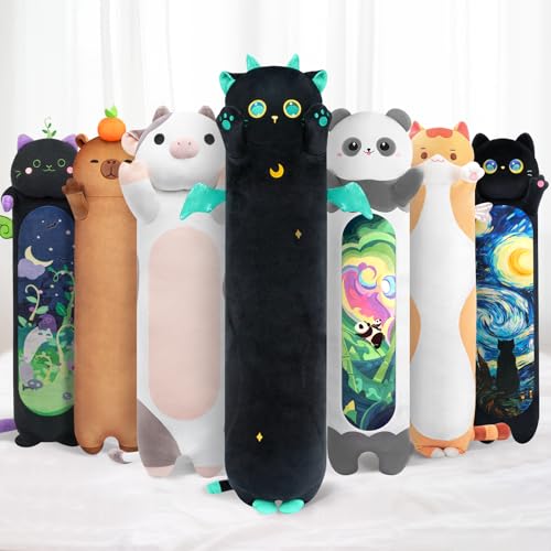 Mewaii Kuscheltiere Lange Katze Kuscheltier 50CM Plüsch Kissen Große Augen Plüschtier Katze Kuschelkissen für Kinder von Mewaii