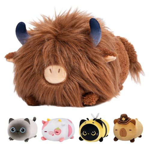Mewaii Hochland Kuh Plüschkissen 20CM Weiches Kawaii Kuscheltier für Kinder,Niedliches Kuh Plüschtier,Perfektes Kuschelkissen und Geschenk von Mewaii